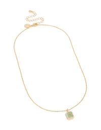 Collier en zircone cubique en laiton plaqué or avec étiquette lettre A