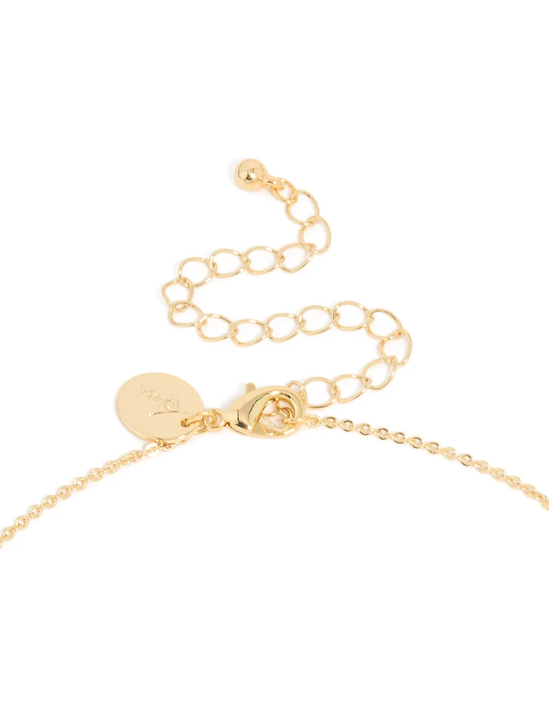 Collier en zircone cubique en laiton plaqué or avec étiquette lettre A