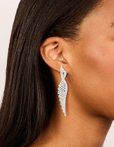 Boucles d’oreilles ailées en zircone cubique argentées Statement