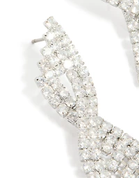 Silver Cubic Zirconia Statement Wing Drop Earrings