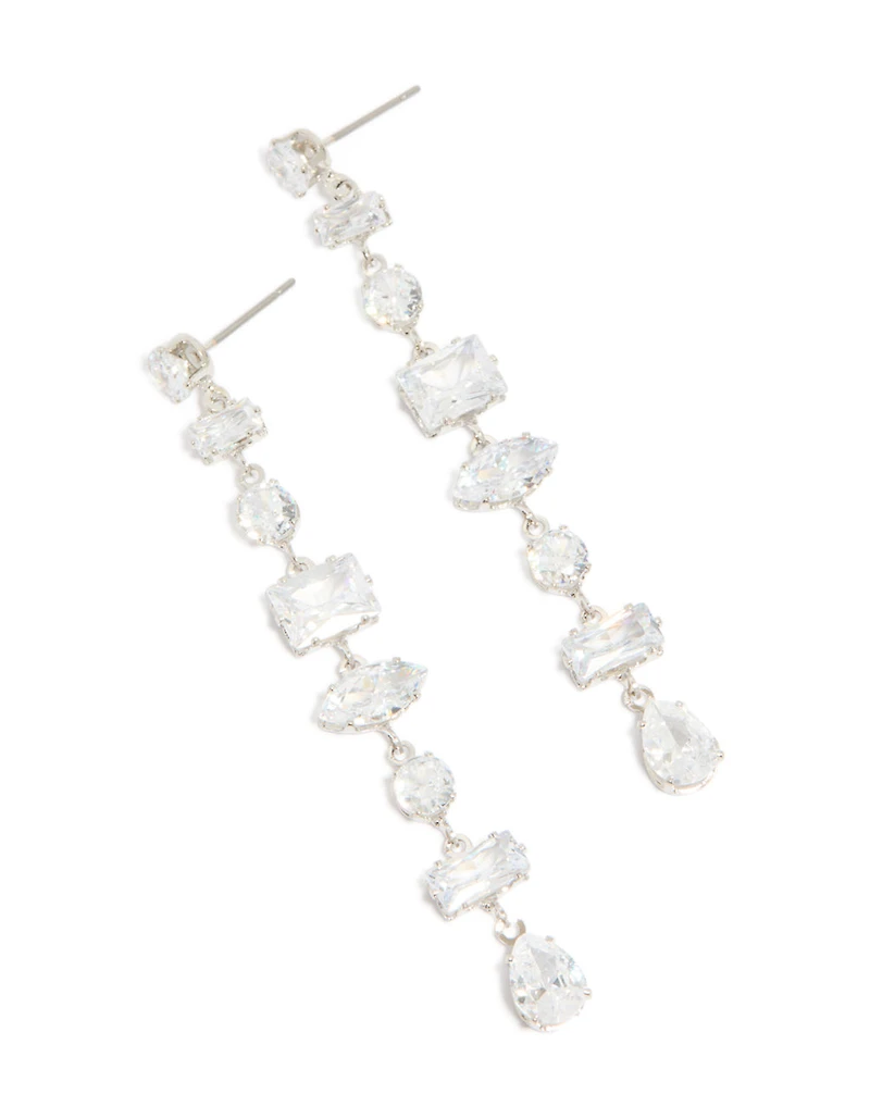 Boucles d’oreilles mixtes en zircone cubique en argent