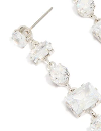 Silver Cubic Zirconia Mixed Drop Earrings