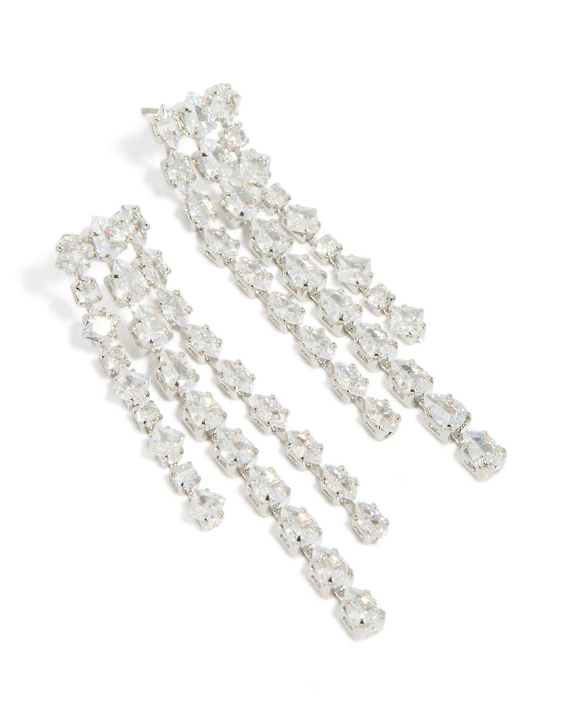 Boucles d’oreilles multi-gouttes en zircone cubique en argent