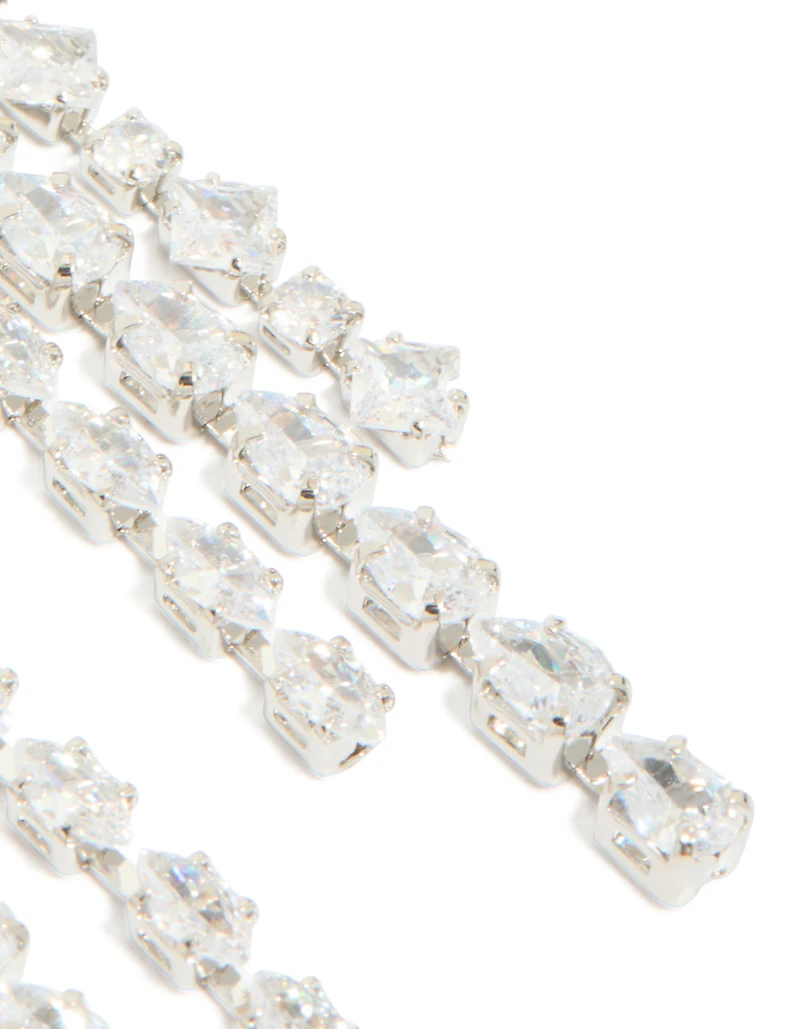Boucles d’oreilles multi-gouttes en zircone cubique en argent