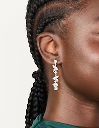 Silver Cubic Zirconia Dainty Floral Drop Earrings