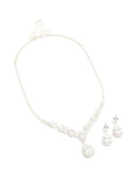 Silver Cubic Zirconia Dazzle Necklace & Earrings Set