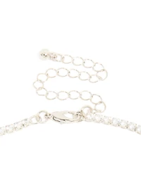 Silver Sapphire Blue Cubic Zirconia Graduating Pointed Earrings & Necklace Set