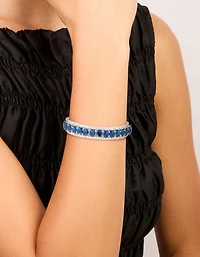Silver Blue Cubic Zirconia Statement Oval Wrist Cuff