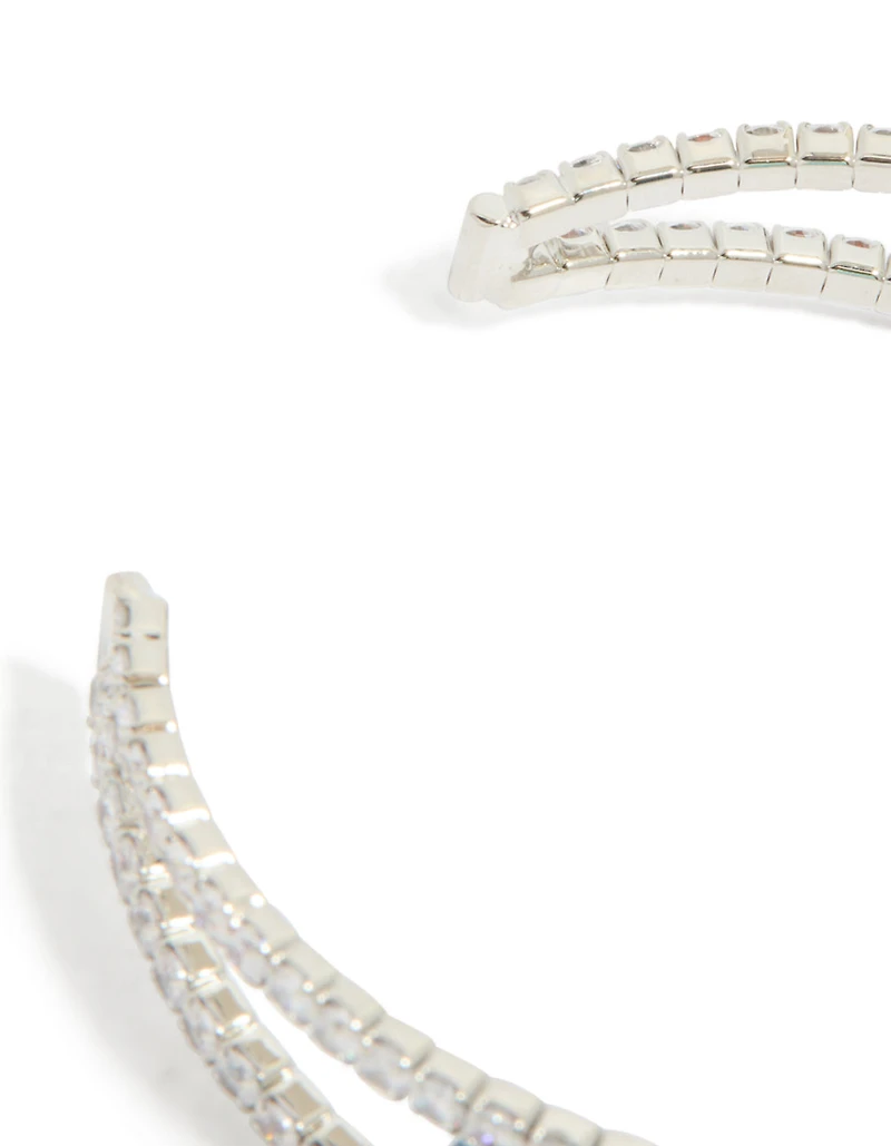 Silver Blue Cubic Zirconia Statement Oval Wrist Cuff