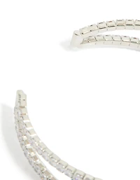 Silver Blue Cubic Zirconia Statement Oval Wrist Cuff