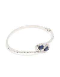 Silver Sapphire Blue Cubic Zirconia Lovely Wrap Around Bangle