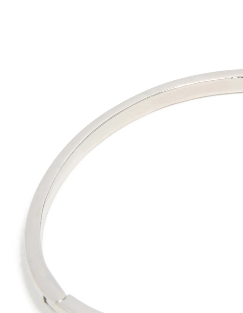 Silver Sapphire Blue Cubic Zirconia Lovely Wrap Around Bangle