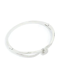 Silver Cubic Zirconia Knotted Hinged Bangle