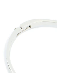 Silver Cubic Zirconia Knotted Hinged Bangle