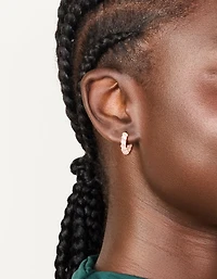 Gold Pink Enamel Small Twisted Hoop Earrings