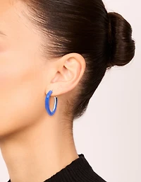 Boucles d’oreilles à anneau irréguliers en émail bleu foncé doré