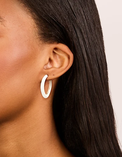 Gold White Enamel Irregular Hoop Earrings