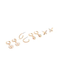Gold Butterfly & Ladybird Earrings 4-Pack