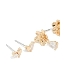 Paquet de 3 boucles d’oreilles en zircone cubique doré