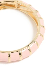 Gold Pink Enamel Stripe Bangle