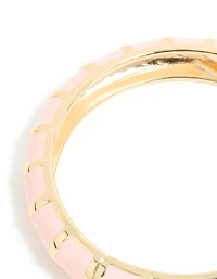 Gold Pink Enamel Stripe Bangle