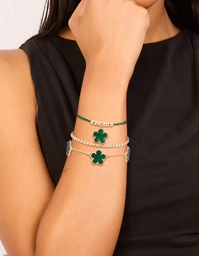 Bracelets dorés de tennis et fleurs de cordon en pack de 3