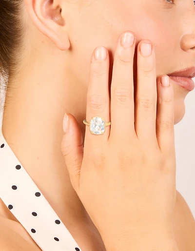 Bague cubique vintage en zircone plaquée or