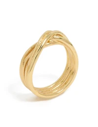 Waterproof Gold Plated Stainless Steel Crossed Line Ring