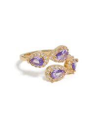 Gold Plated Glitzy Purple Cubic Zirconia Wrap  Around Ring