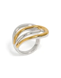 Waterproof Mixed Metal Plated Stainless Steel Large Double Loop Ring