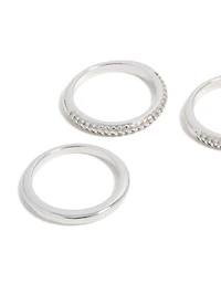 Silver Plated Cubic Zirconia Band Rings 3-Pack
