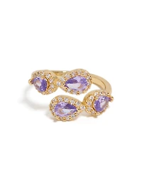 Gold Plated Glitzy Purple Cubic Zirconia Wrap  Around Ring