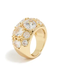 Gold Plated Extra Large Diamantes Ring