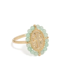 Gold Plated Textured Cross Ring