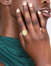 Gold Plated Textured Cross Ring