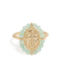 Gold Plated Textured Cross Ring