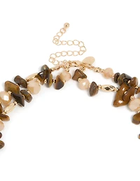 Acrylic Beaded & Tigers Eye Semi Precious Stone Boho Layered Necklace