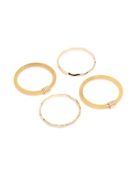 Neutral Acrylic & Gold  Wavy Bangles 4-Pack