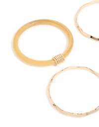 Neutral Acrylic & Gold  Wavy Bangles 4-Pack