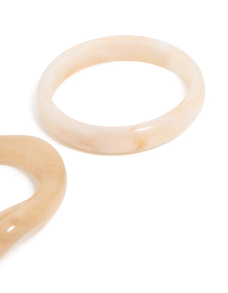 Poignet et bracelet en acrylique crème neutre en marbre poignet et bracelet 2-pack
