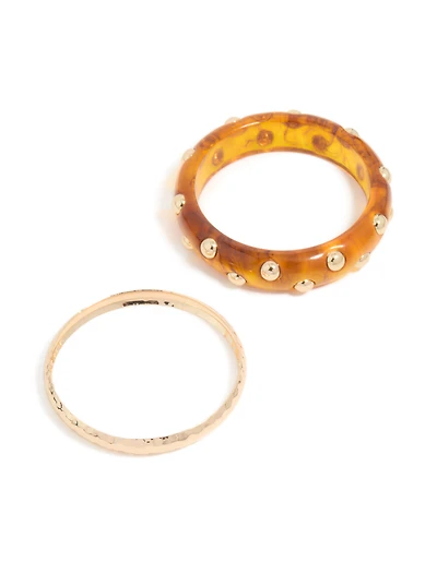 Pack 2-pack de bracelets cloutés en acrylique doré et brun