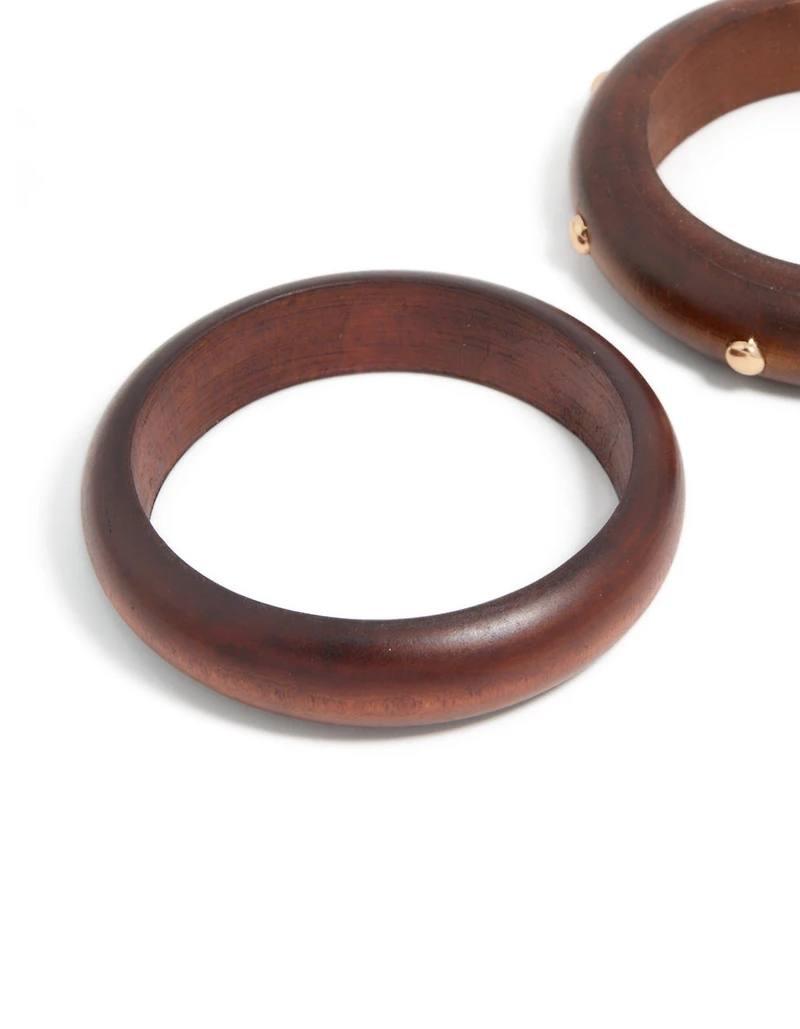 Pack 2 bracelets cloutés en bois