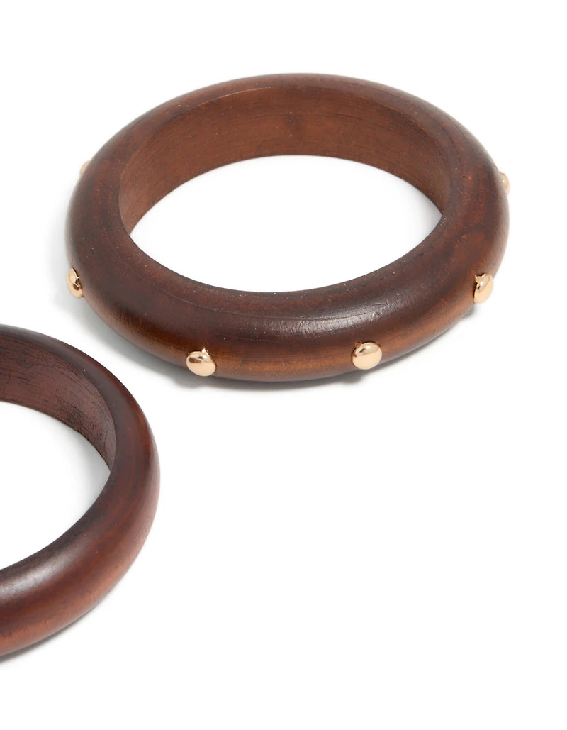 Pack 2 bracelets cloutés en bois