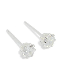Sterling Silver Cubic Zirconia Claw Set Stud Earrings