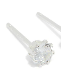 Sterling Silver Cubic Zirconia Claw Set Stud Earrings