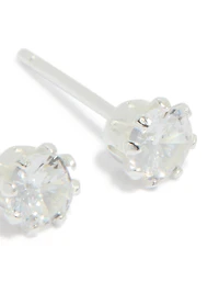 Sterling Silver Cubic Zirconia Claw Set Stud Earrings