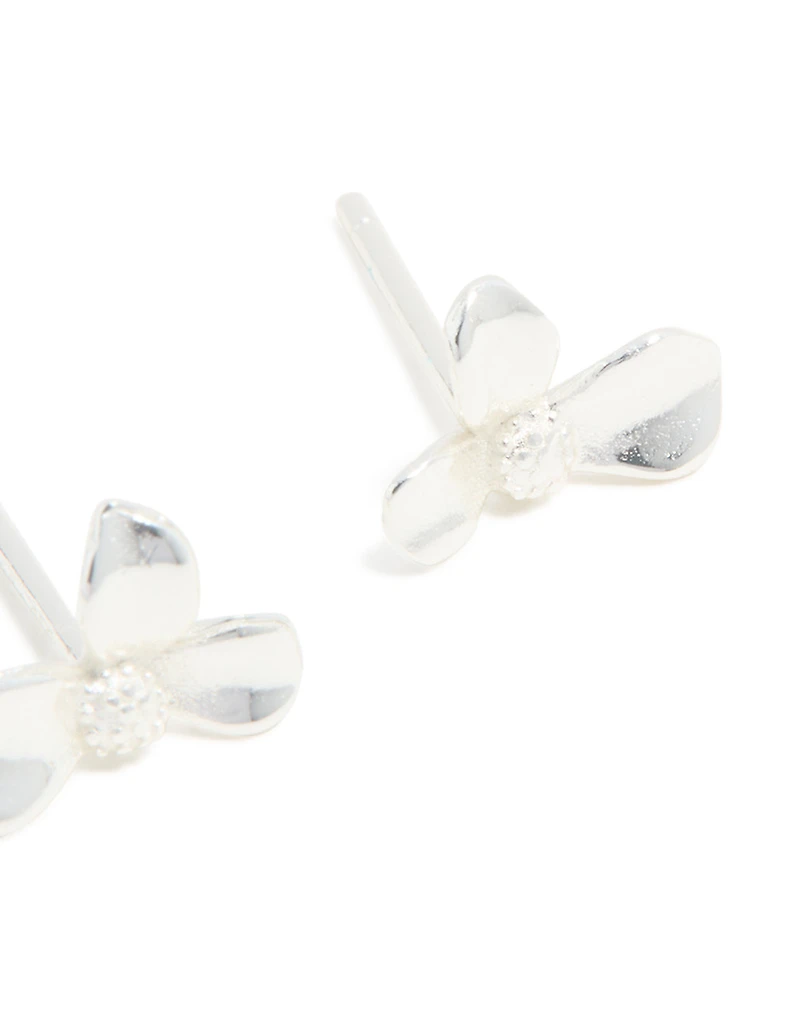 Sterling Silver Flower Petal Stud Earrings