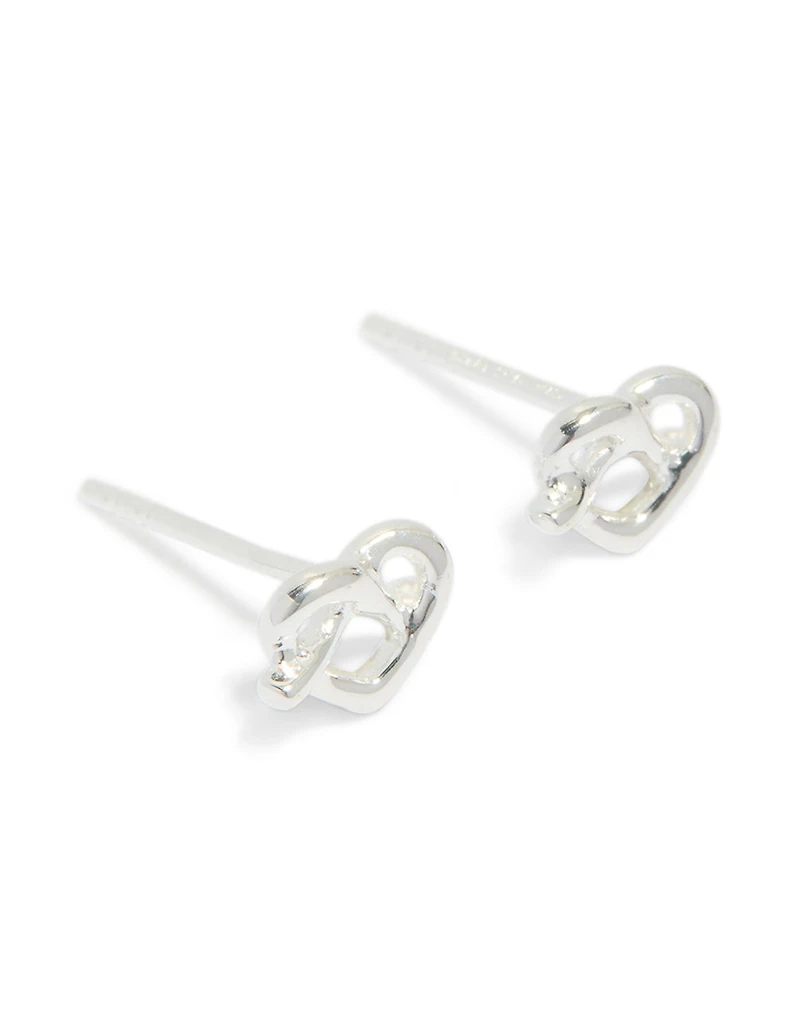 Sterling Silver Heart Knot Stud Earrings