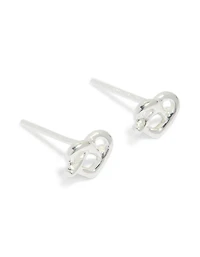 Sterling Silver Heart Knot Stud Earrings