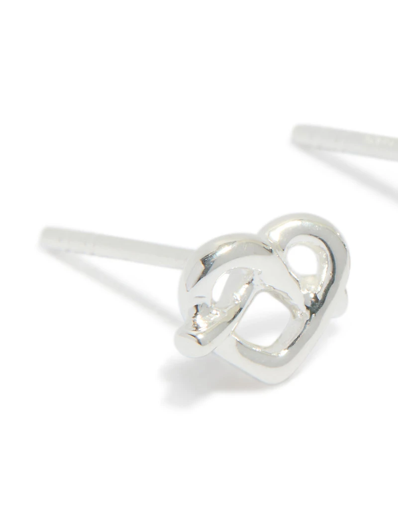 Sterling Silver Heart Knot Stud Earrings